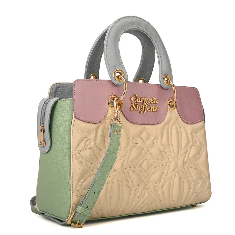 Carmen Steffens Yellow Pearl Leather Bag with Quilting